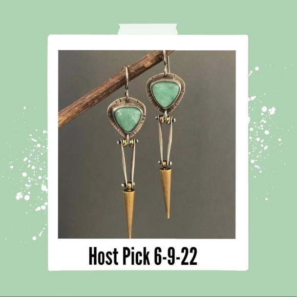 Jewelry - 🎉HP🎉 🦋 3/$24 Turquoise enamel earrings with gold and silver tone